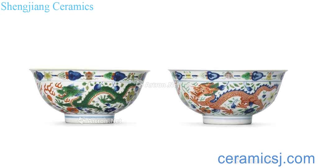 Qing qianlong Colorful in extremely good fortune 盌 (two)