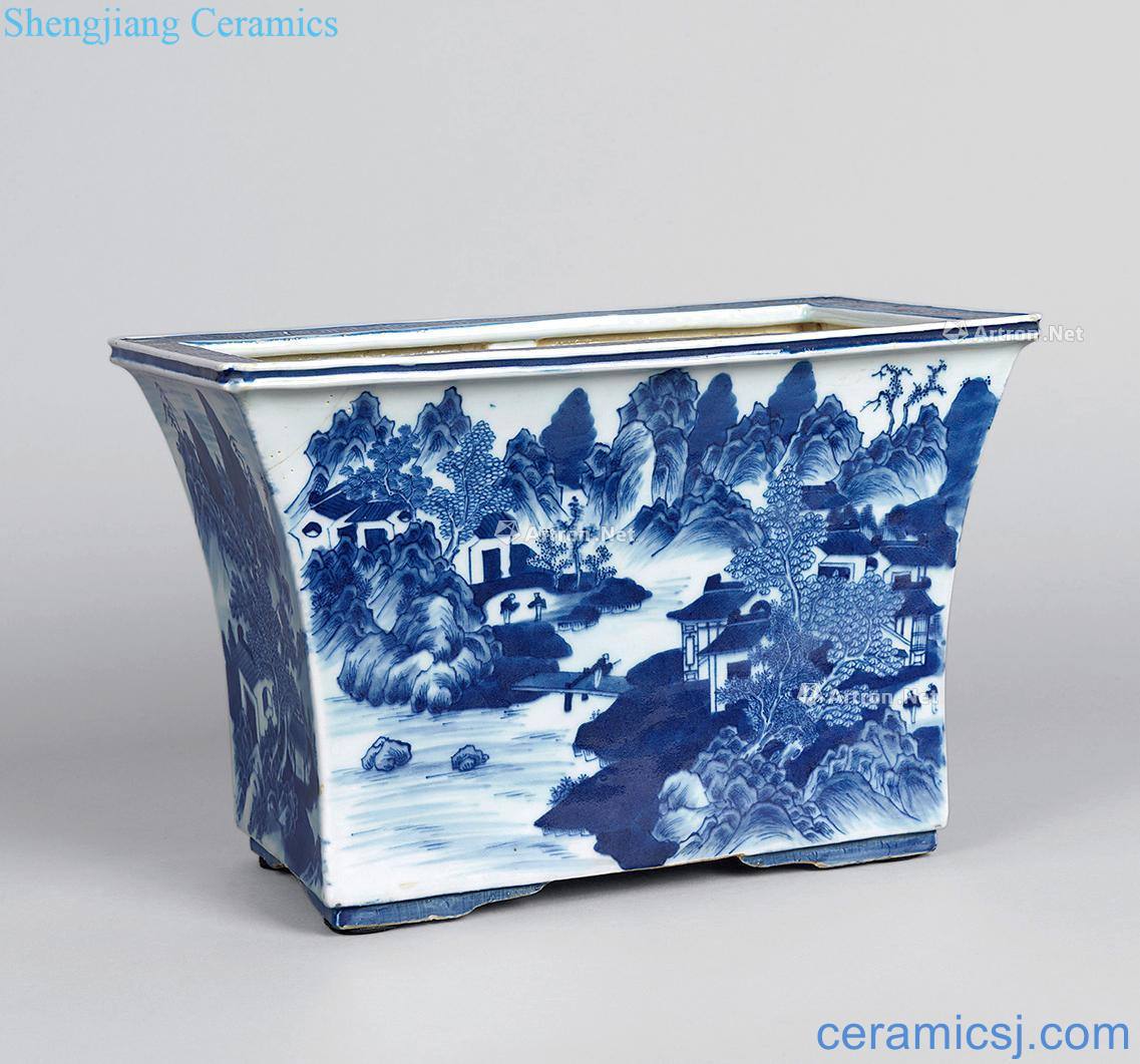 qing Blue and white jingshan water character sifang faceplate