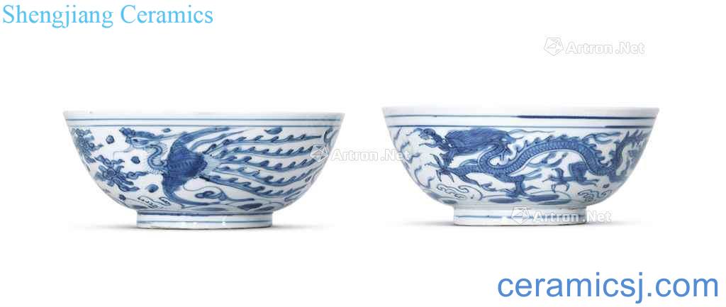 Late Ming dynasty Blue and white in extremely good fortune 盌 (a)