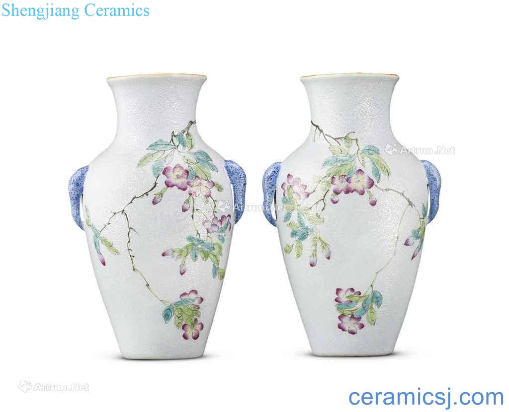 Qing dynasty in the 19th century, white-floored rolling way pastel peach blossom grain bottle wall (a)
