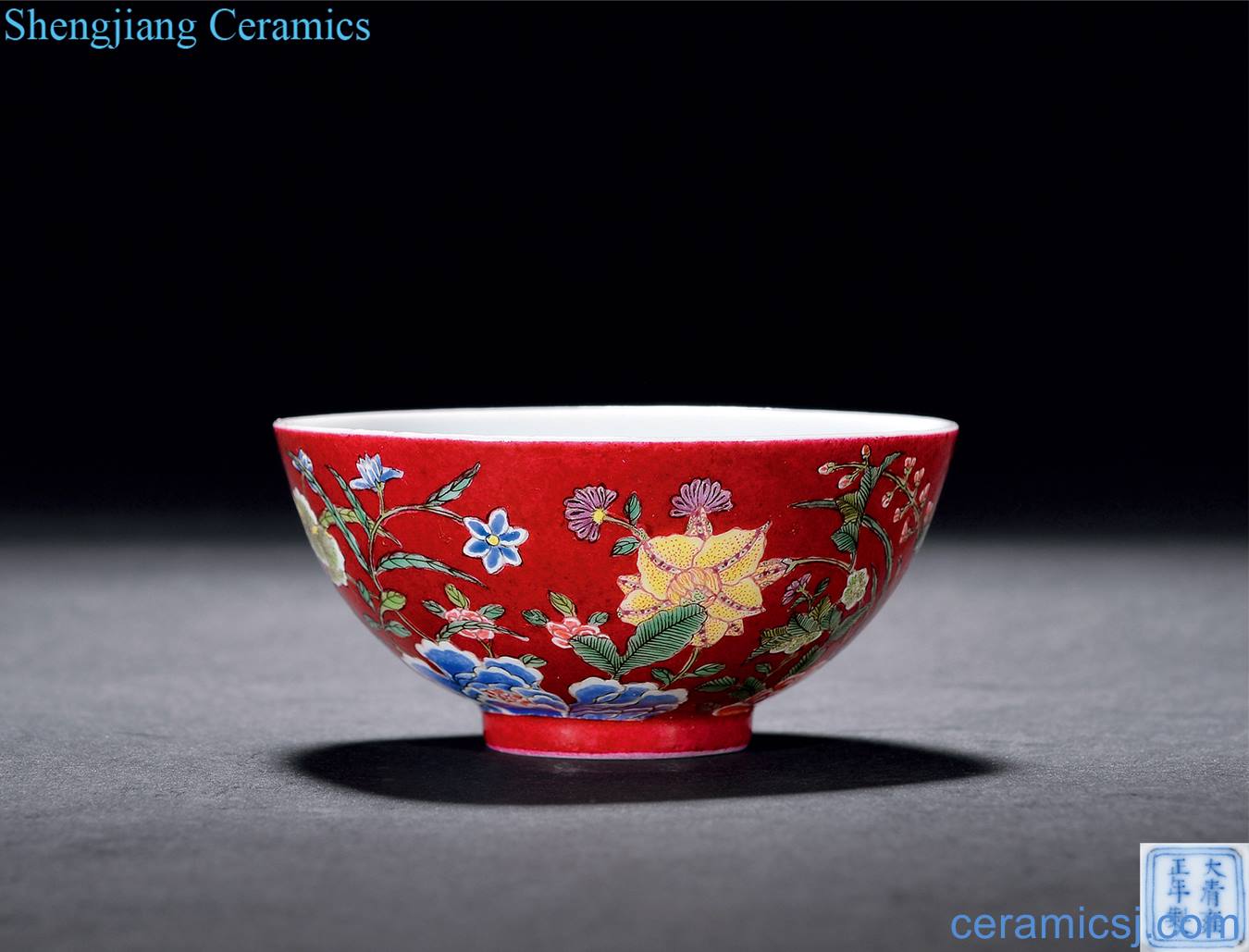 Qing yongzheng carmine pastel 9 autumn bowl