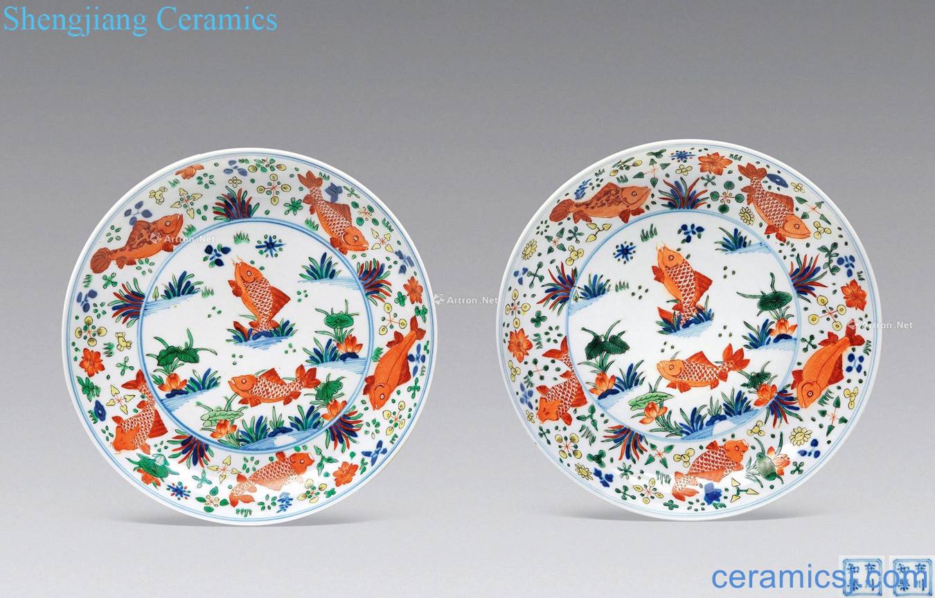 The qing emperor kangxi colorful fish bath grain disc (a)