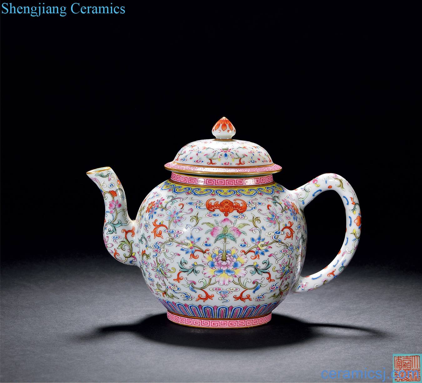 Qing jiaqing pastel sweet lotus live lines teapot