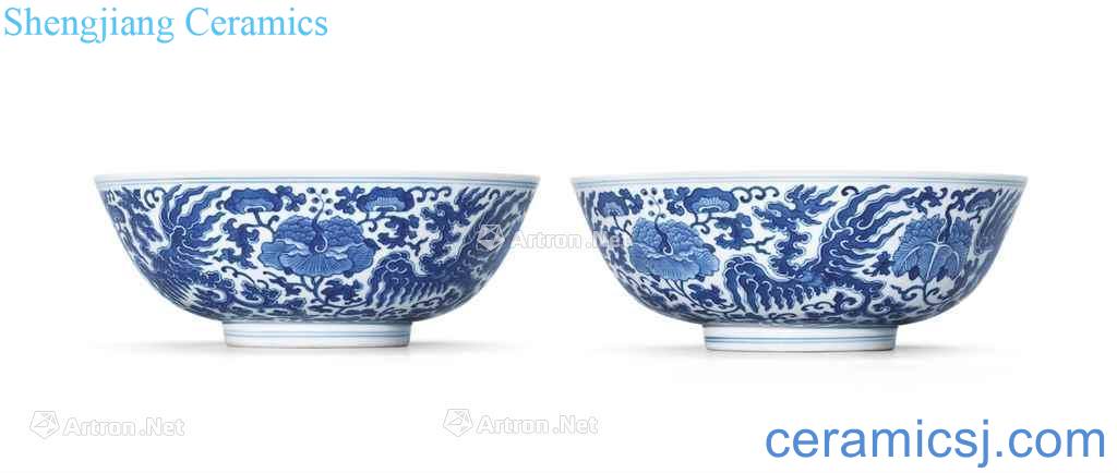 Qing daoguang Blue and white chicken wear pattern 盌 (a)