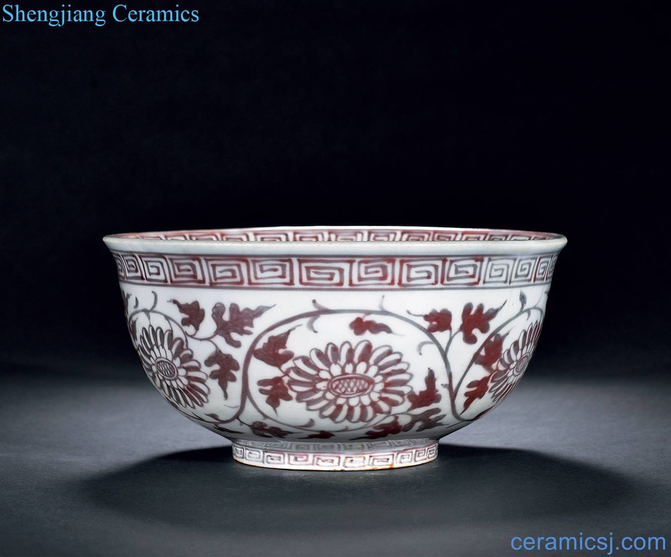 Ming hongwu Youligong tangled chrysanthemums green-splashed bowls