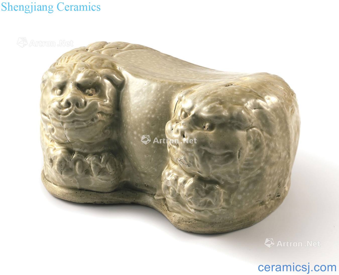 Northern song dynasty to gold magnetic state kiln is molded double lion pillow