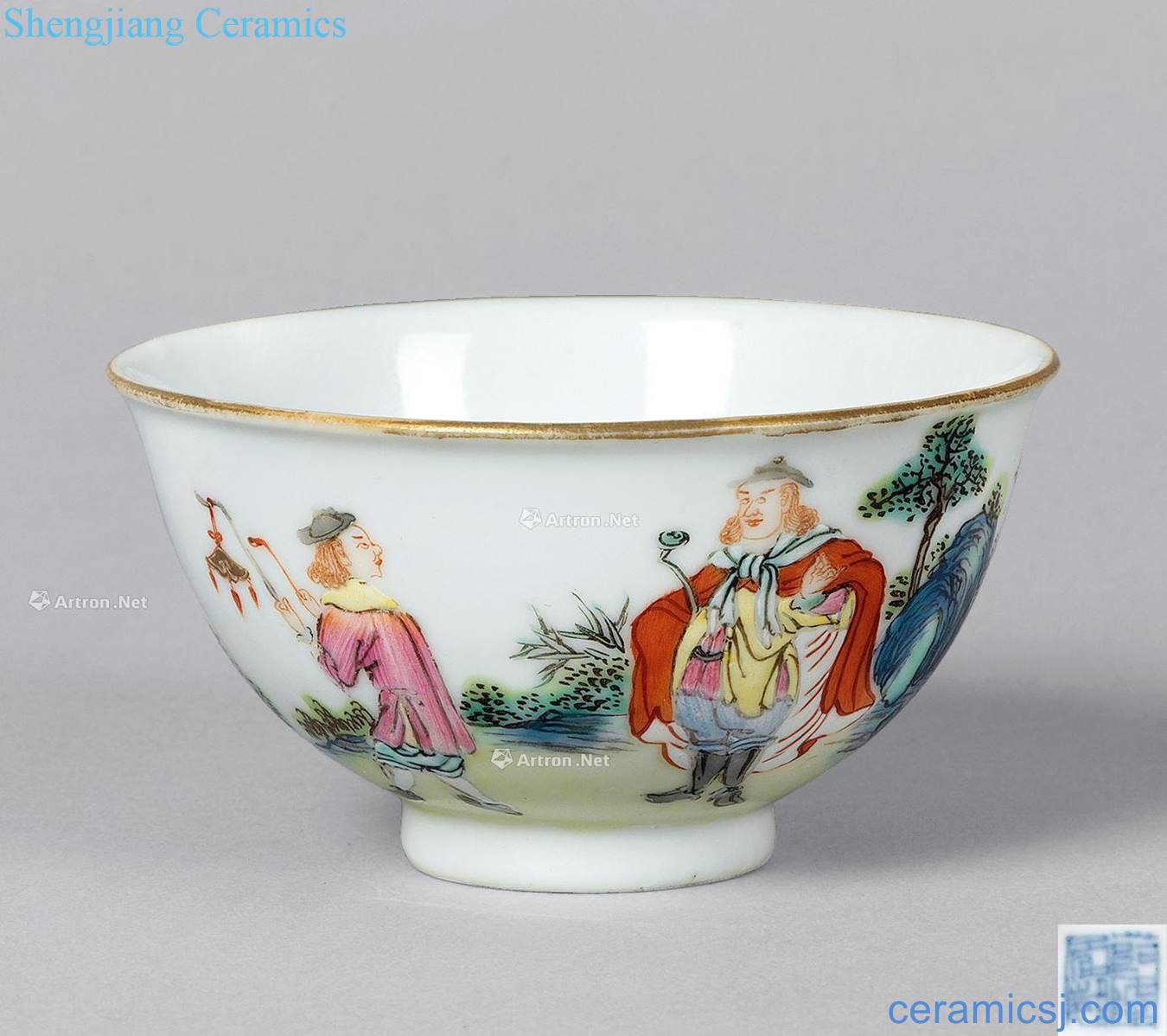 Qing qianlong pastel western character cup