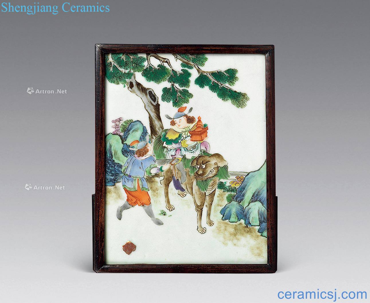 Qing benevolent porcelain plate colorful characters