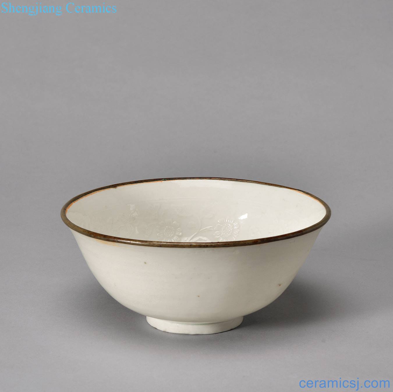 The song dynasty Shadow left kiln green stamps four seasons flower green-splashed bowls