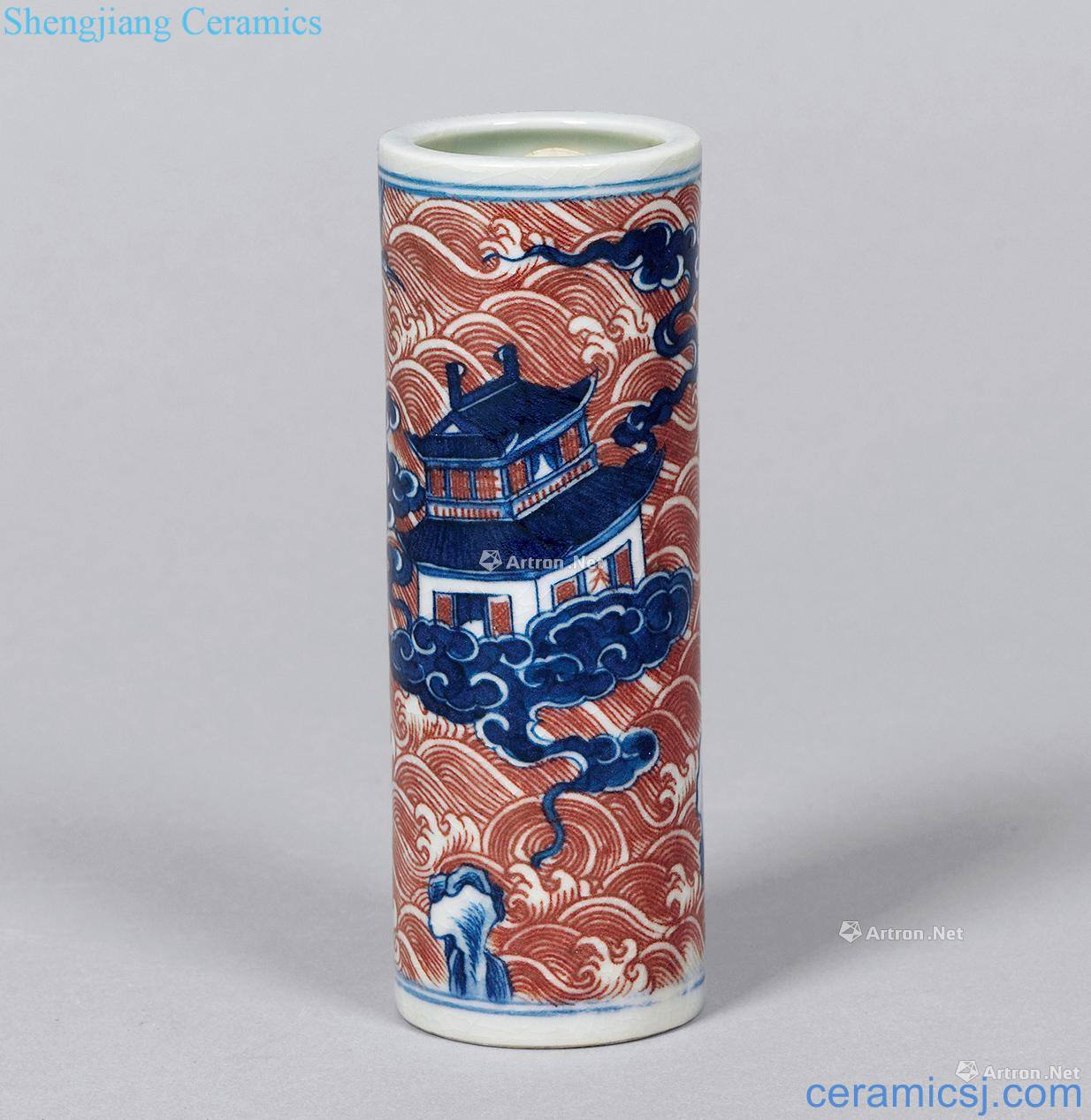 In the qing dynasty Blue and white youligong hongyun crane small incense cone