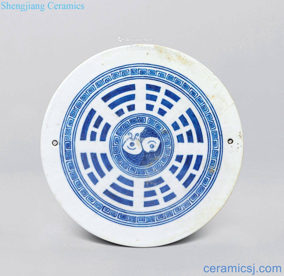 The late qing dynasty Blue and white eight grain porcelain plate
