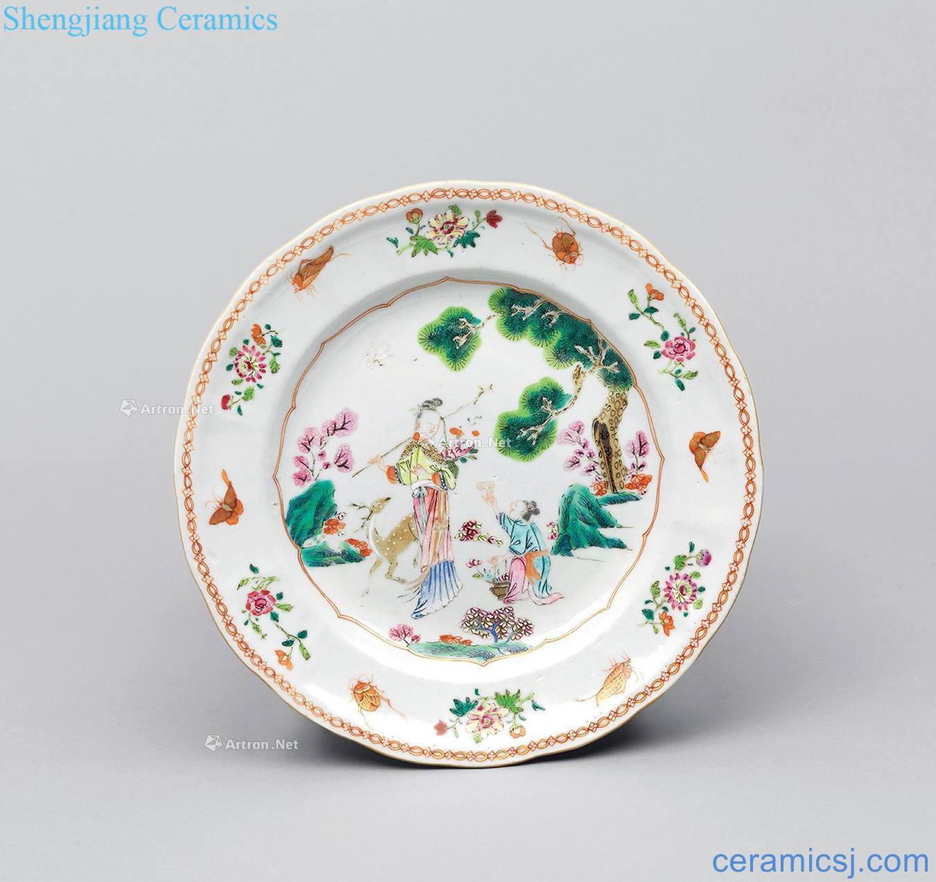 Qing qianlong grain disc colorful characters