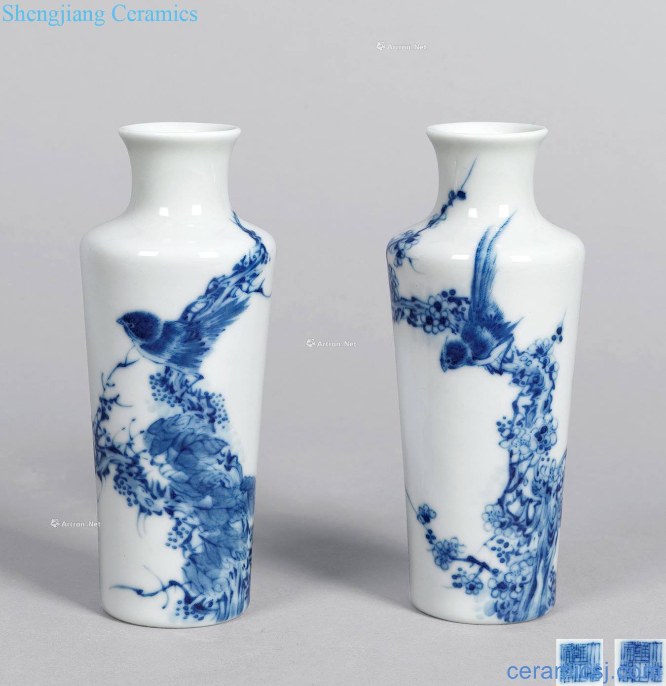 qing Blue and white flower on grain step bottle of the king (a)
