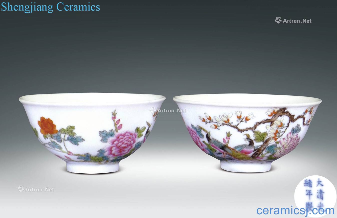 Qing guangxu powder enamel green-splashed bowls (a)