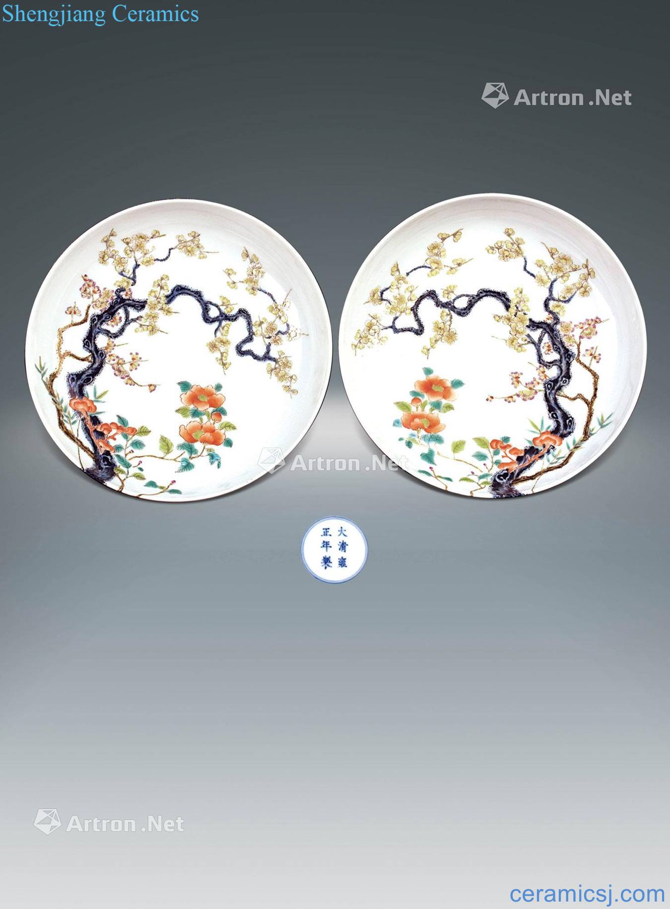 Qing yongzheng pastel wall flower tray (a)