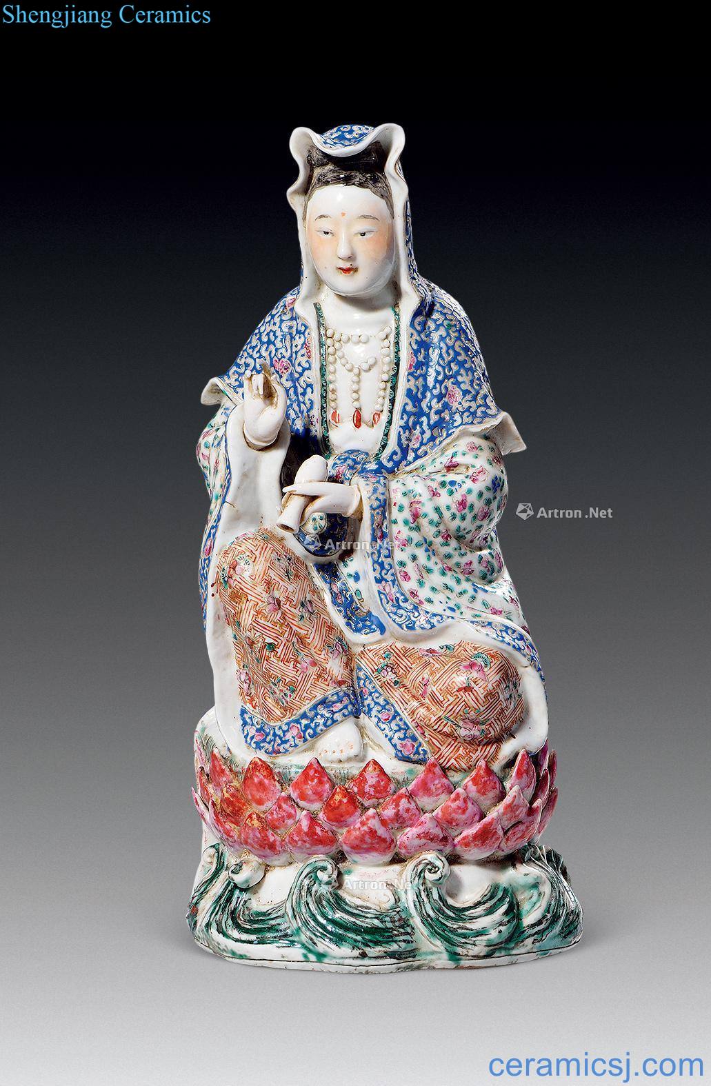 Clear pastel lotus guanyin