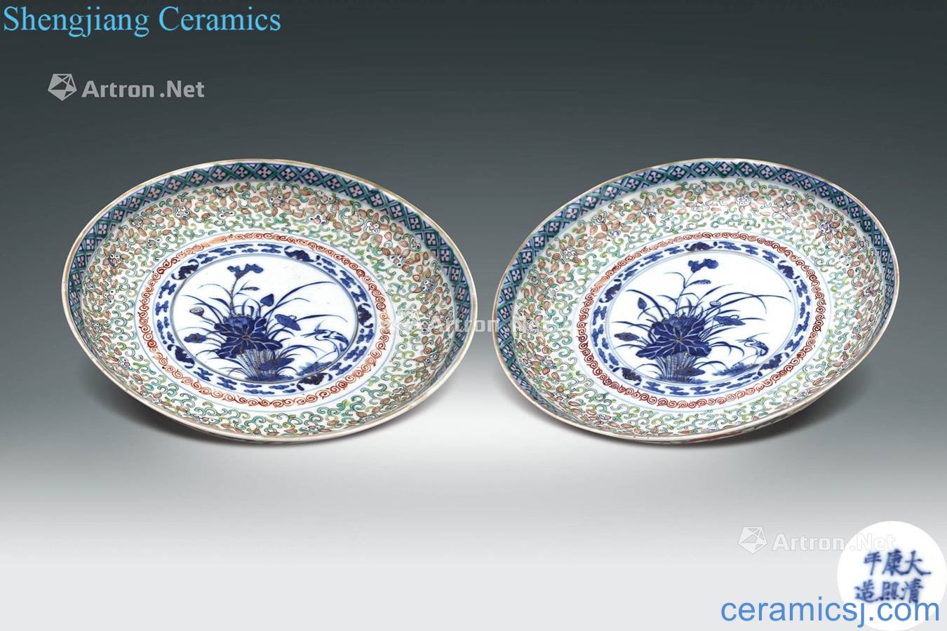 Blue and white add flower on the qing emperor kangxi tray (a)