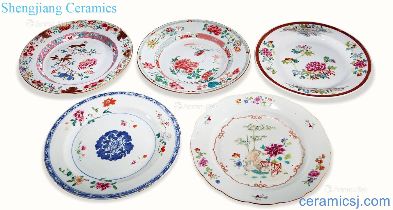 Qing qianlong pastel flowers tray (five)