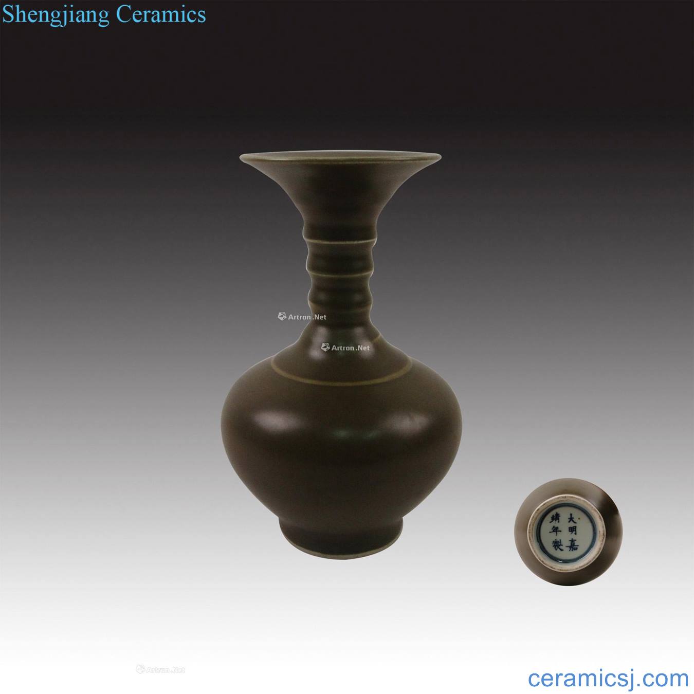 "Ming Ming jiajing year" tea glaze bamboo dish at the end of the bottle