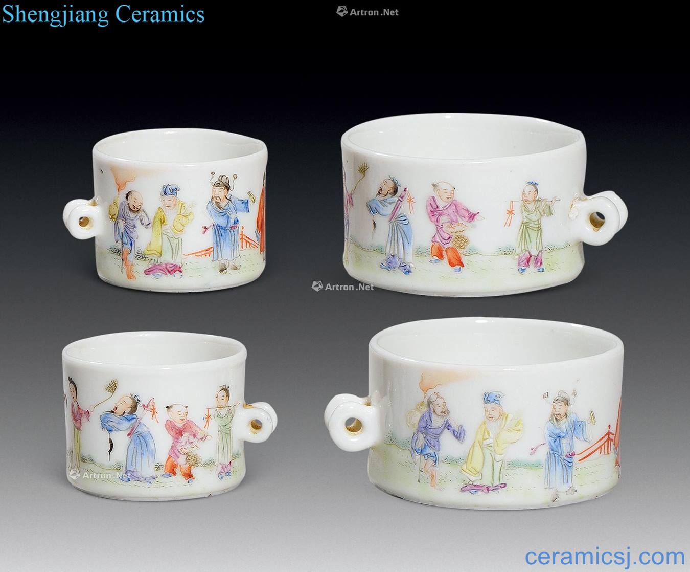 Clear pastel the eight immortals character lines bird cup (two)