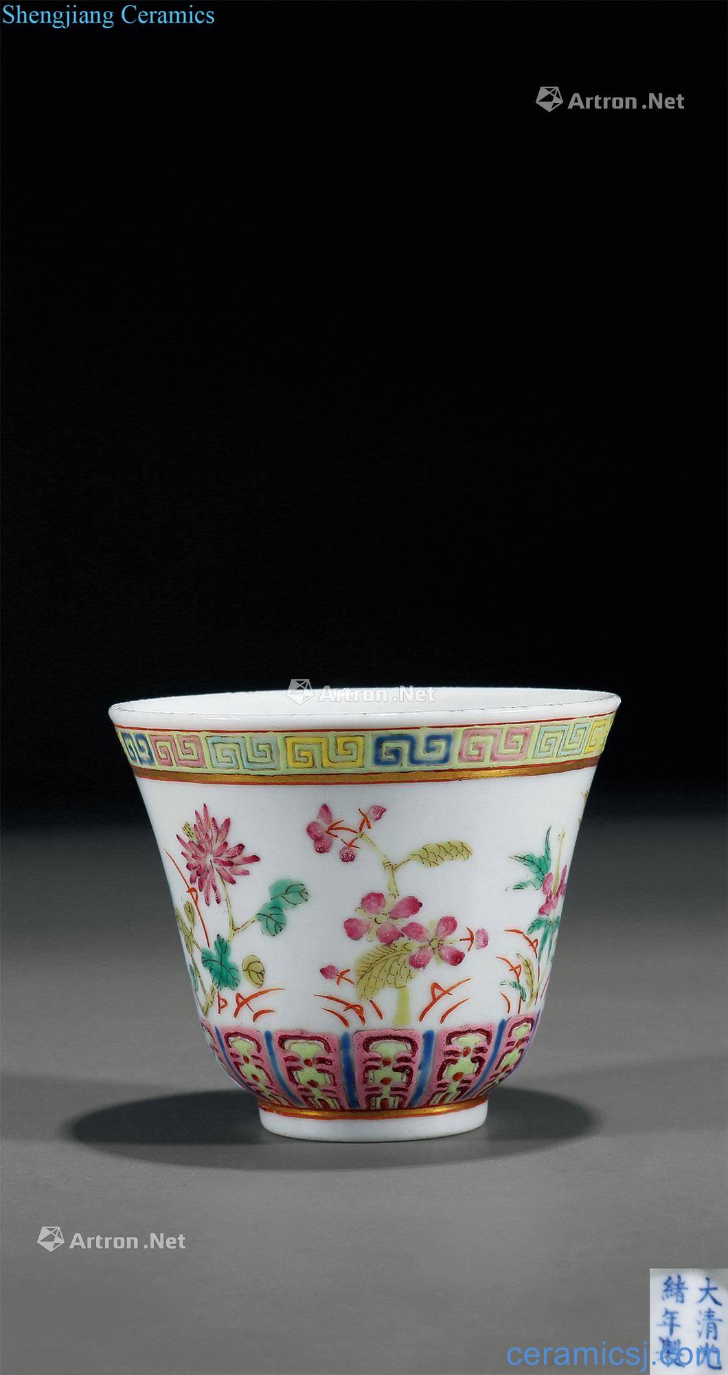 Pastel flowers reign of qing emperor guangxu grain cup