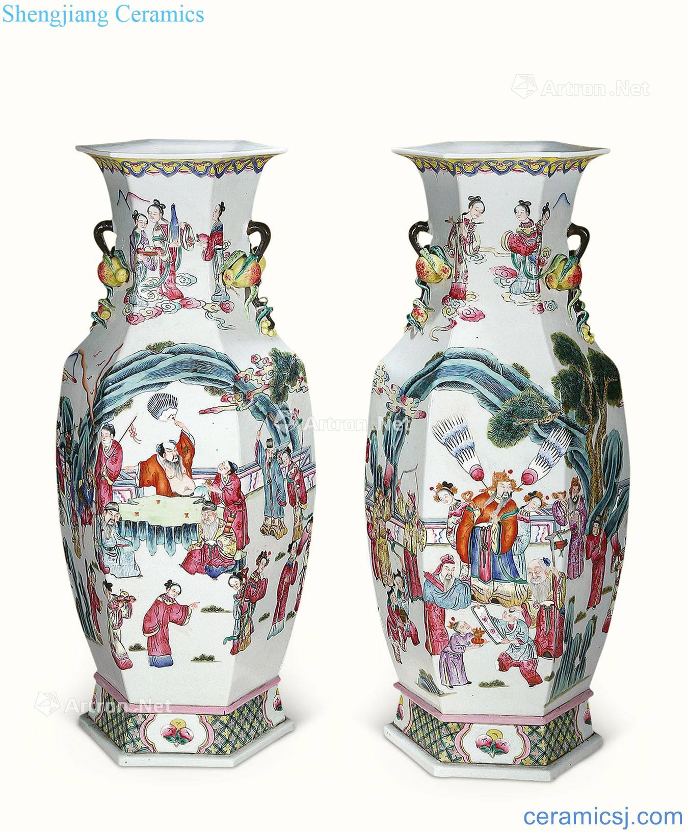 Clear pastel figure vase (a)