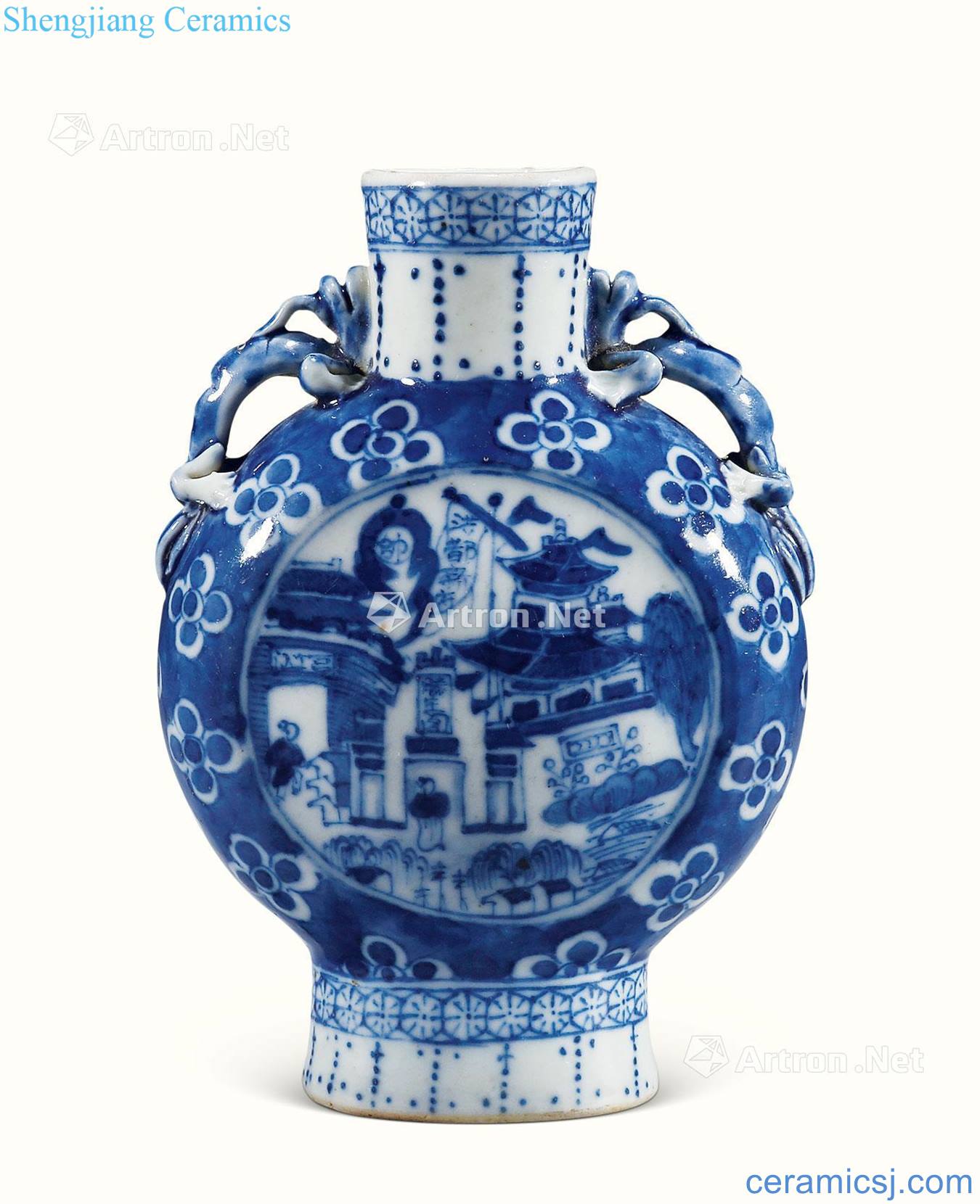 Qing guangxu Blue and white landscape on bottles