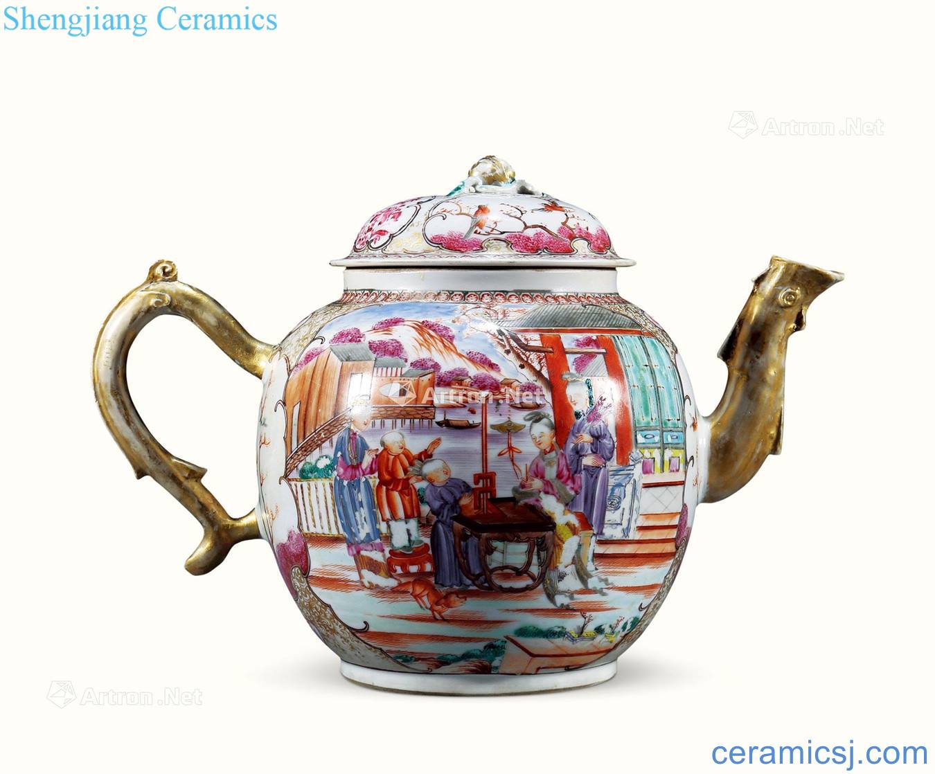 Qing qianlong pastel grain big teapot