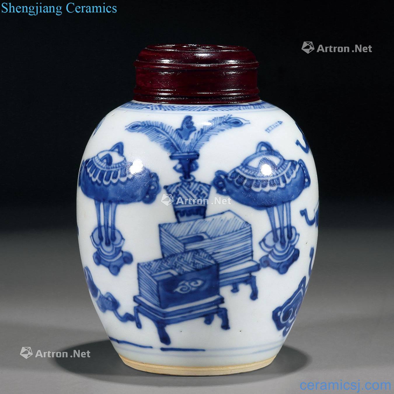 The qing emperor kangxi Blue and white antique grain tank