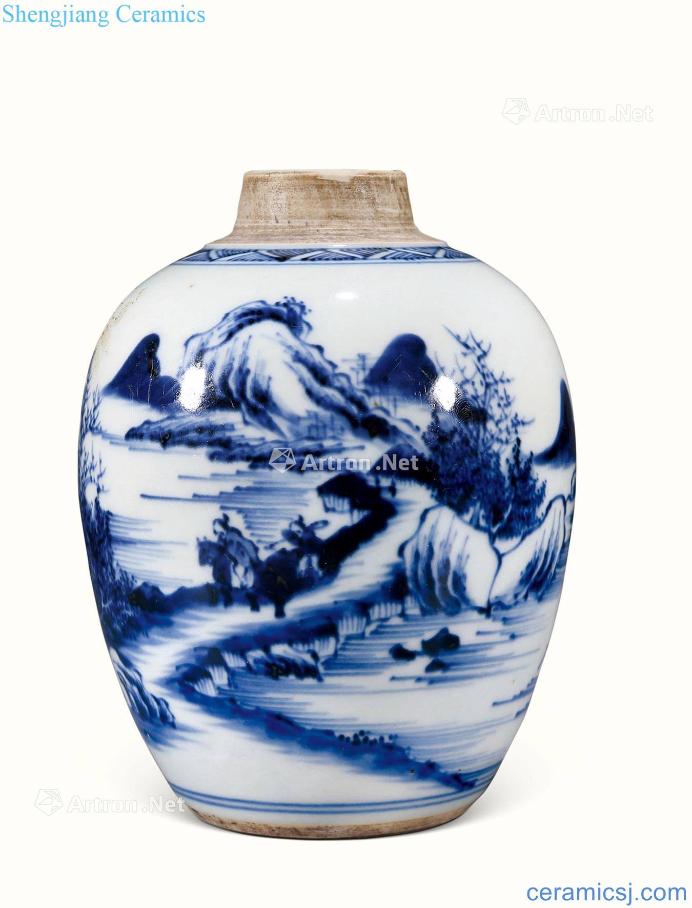 Qing qianlong Blue and white landscape character