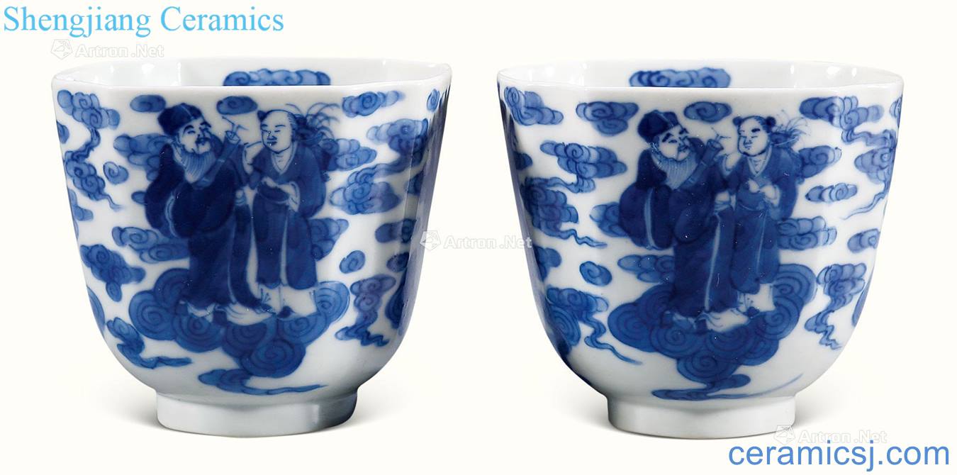 qing Blue and white the eight immortals grain square cup (a)