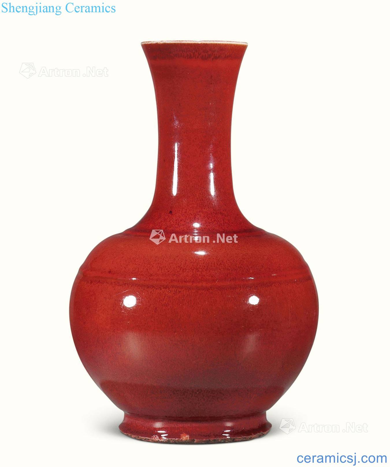 Mid qing Lang kiln red glaze bottle