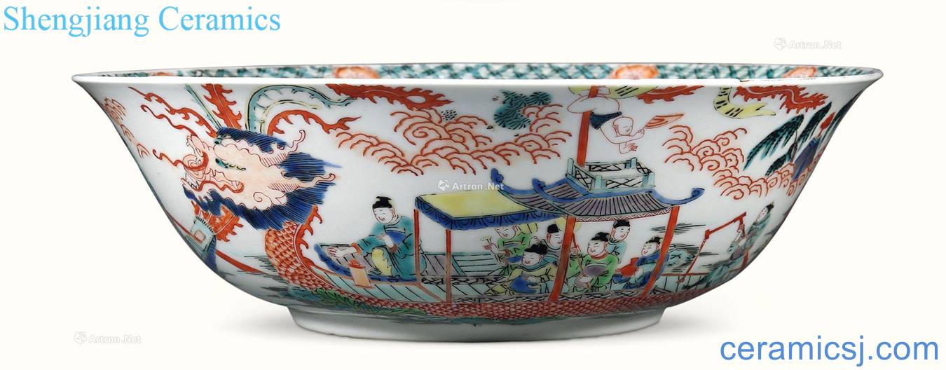Qing guangxu Colorful stories of grain big bowl