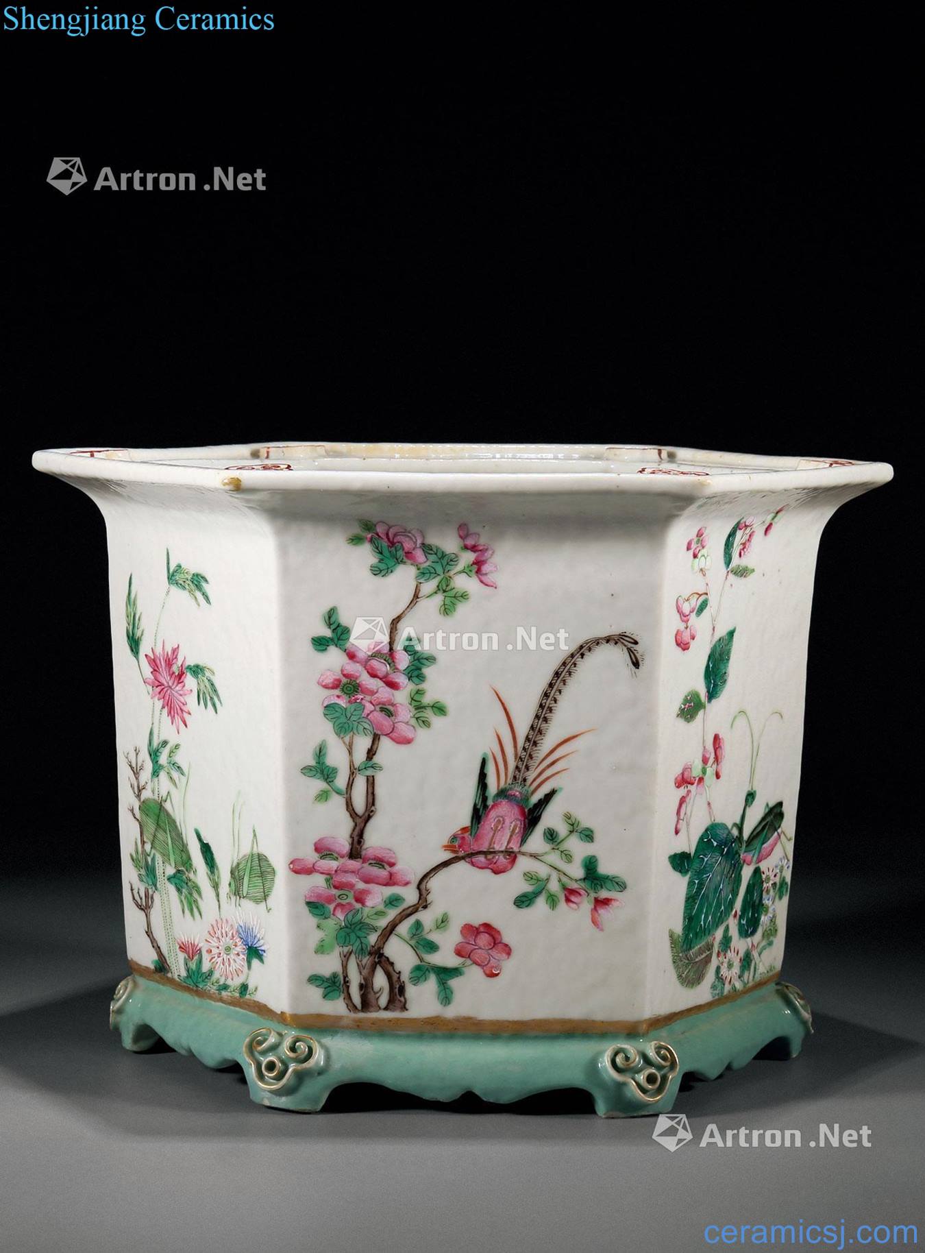 The powder enamel insects reign of qing emperor guangxu six flower pot