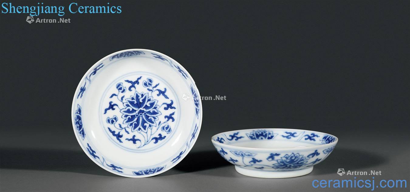 Qing guangxu Blue and white lotus design plate (a)