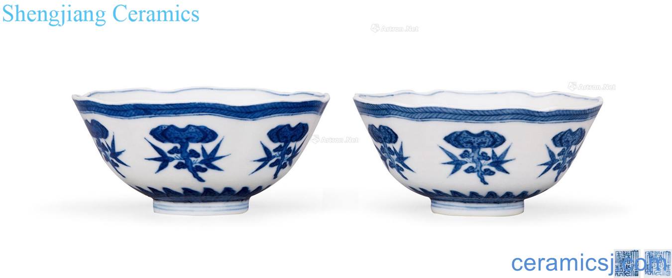 Qing daoguang Blue and white ganoderma lucidum grain flower mouth bowl (a)