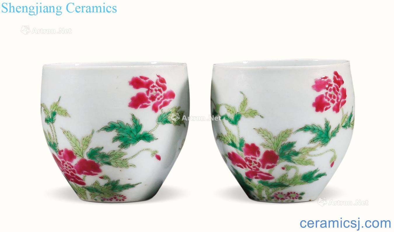 Qing yongzheng pastel flowers grain cup (a)