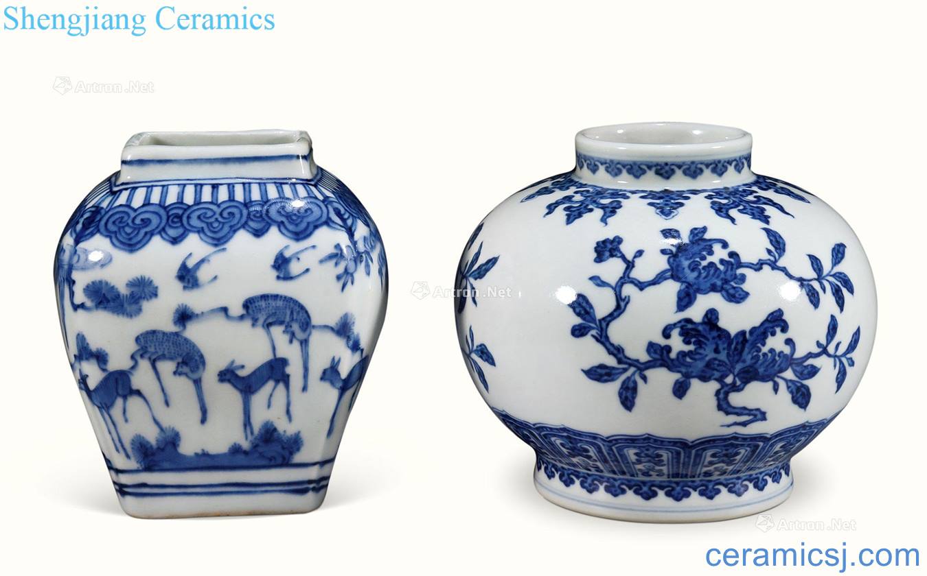 Qing dynasty blue and white flowers Deer lines can each