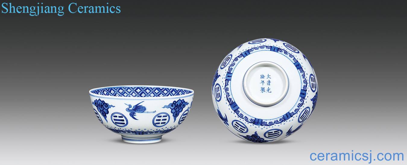 Qing guangxu Blue and white gossip James t. c. na was published grain large bowl of (a)