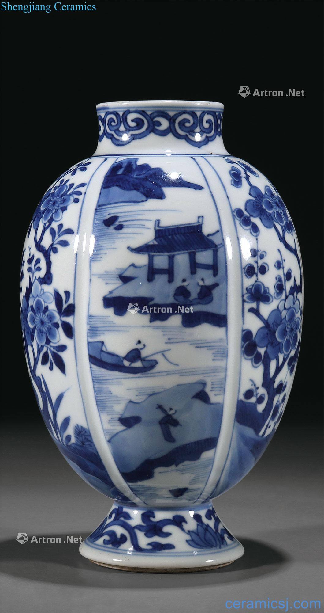 The qing emperor kangxi Blue and white landscape pattern