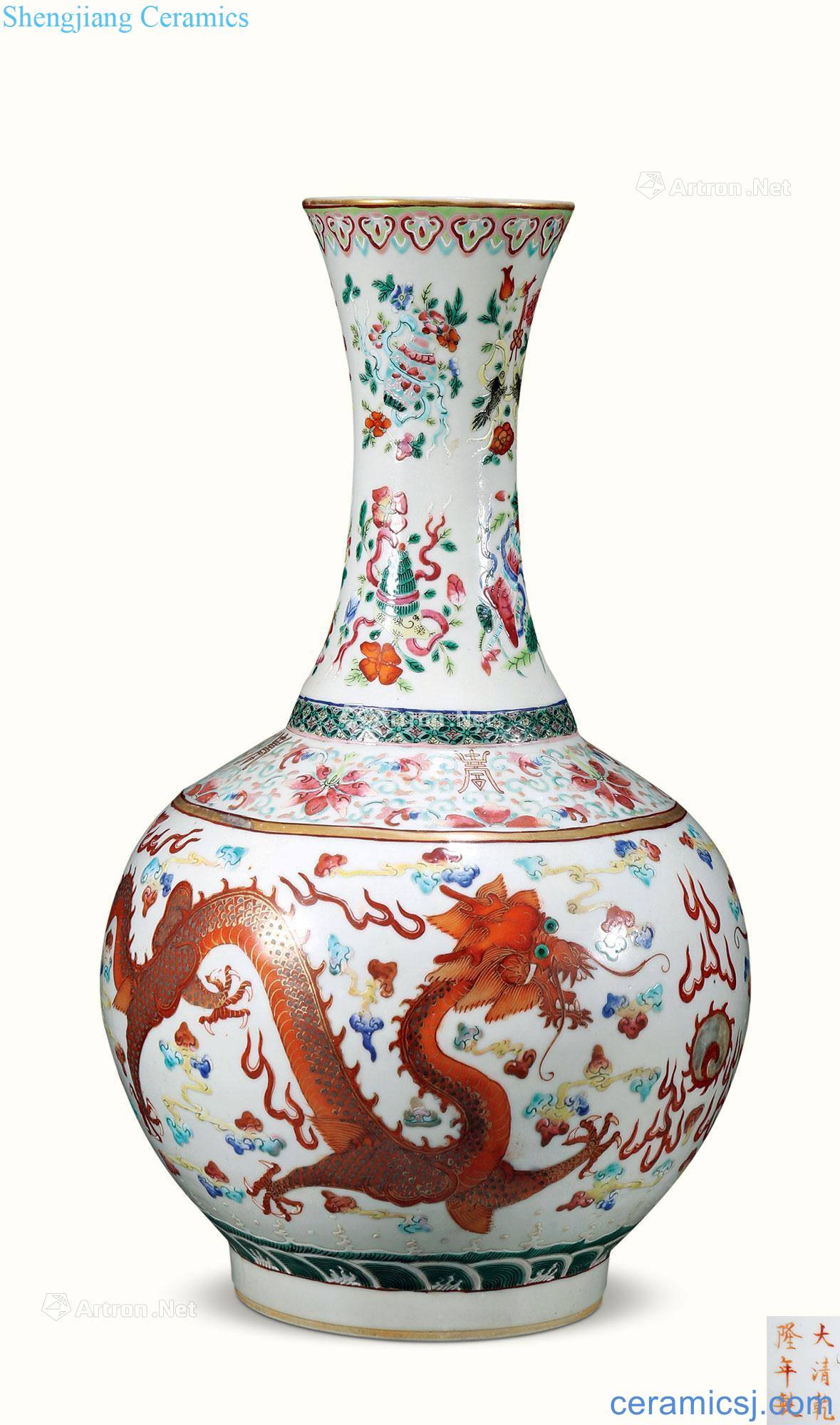 Qing guangxu Pastel YunLongWen bottle
