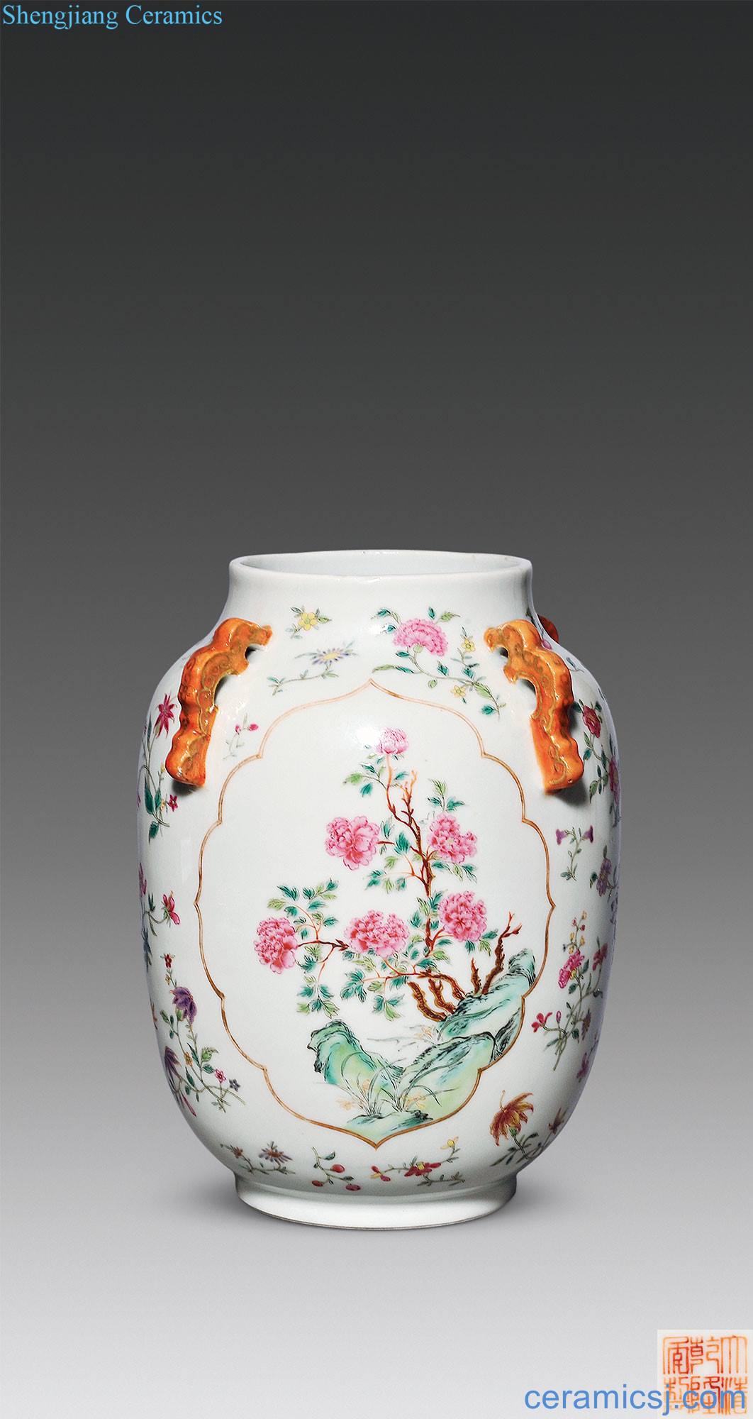 In late qing pastel flowers lines of quaternary lantern