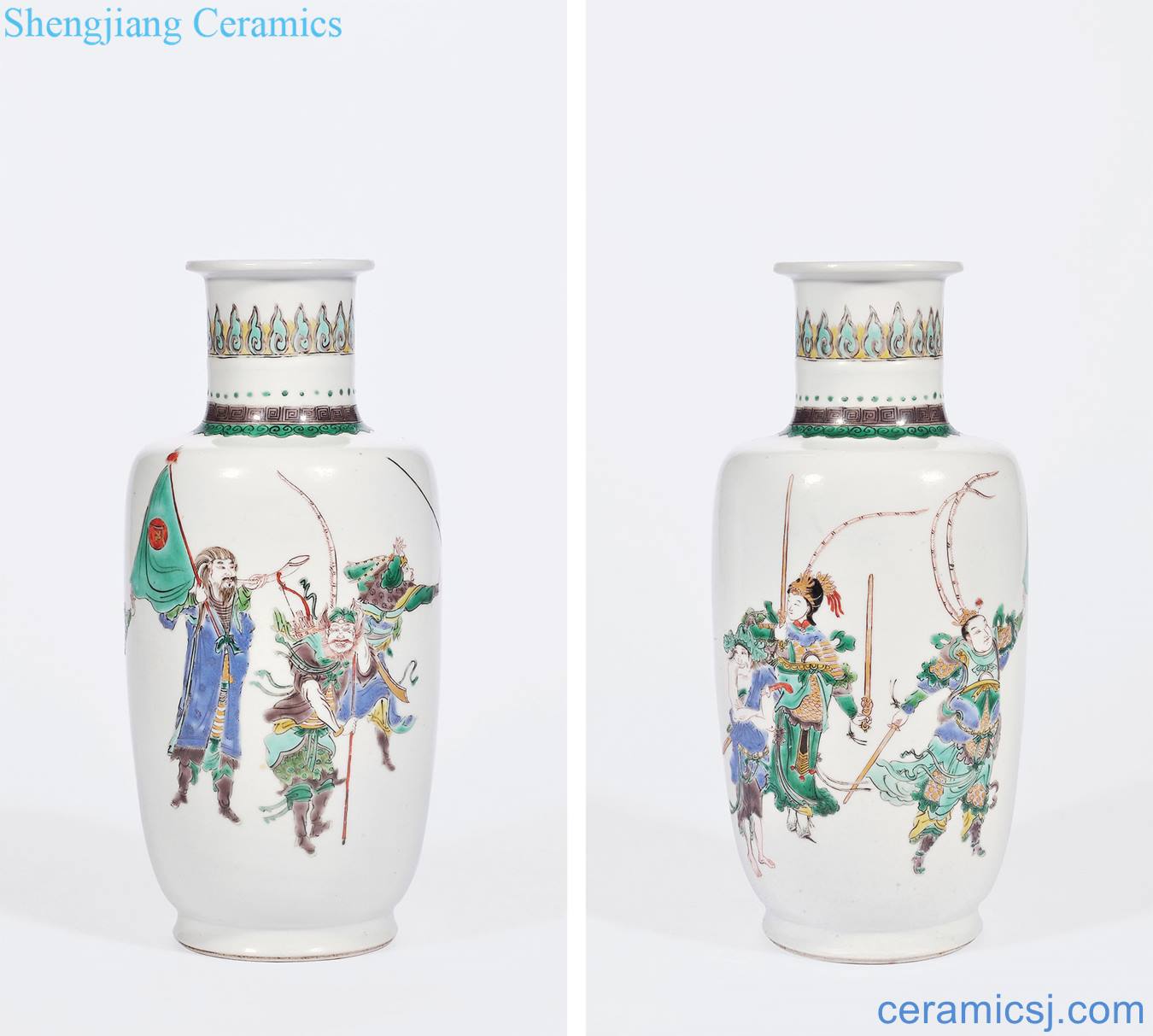 The qing emperor kangxi colorful grain small wooden stick bottle water margin characters