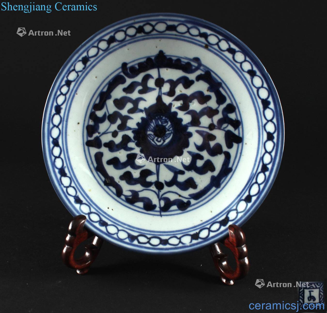 Mid qing Blue and white flower grain export porcelain