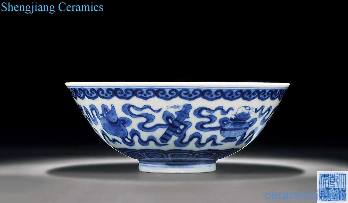 Qing qianlong Blue and dark the eight immortals green-splashed bowls