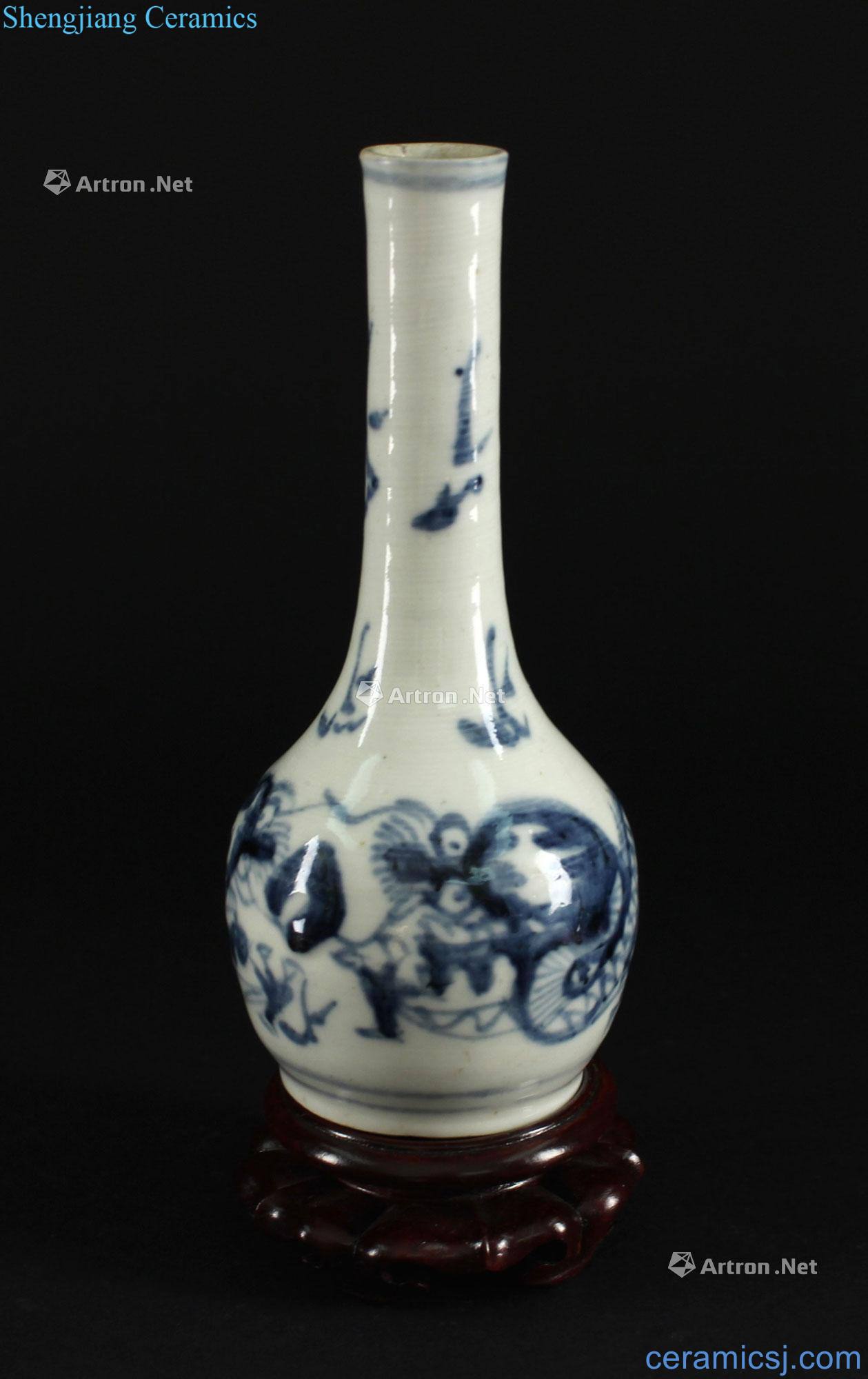 The late qing dynasty Blue and white dragon the flask
