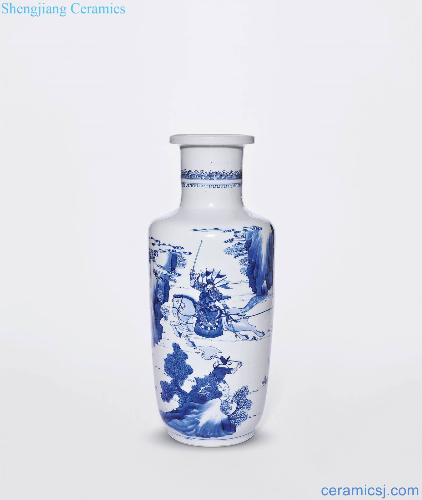 The qing emperor kangxi Blue and white WeiChi ready and war stories of qin shubao figure who bottle