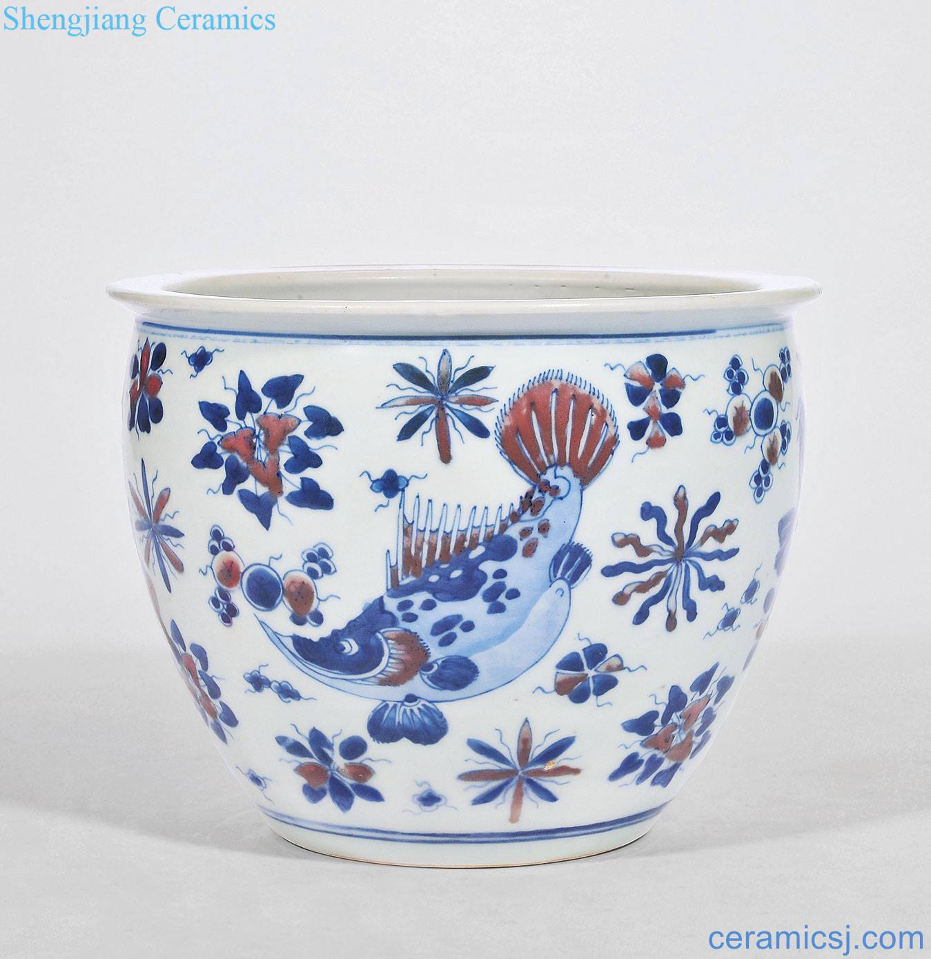 The qing emperor kangxi Your "blue and white youligong" innocence fish grain small cylinder