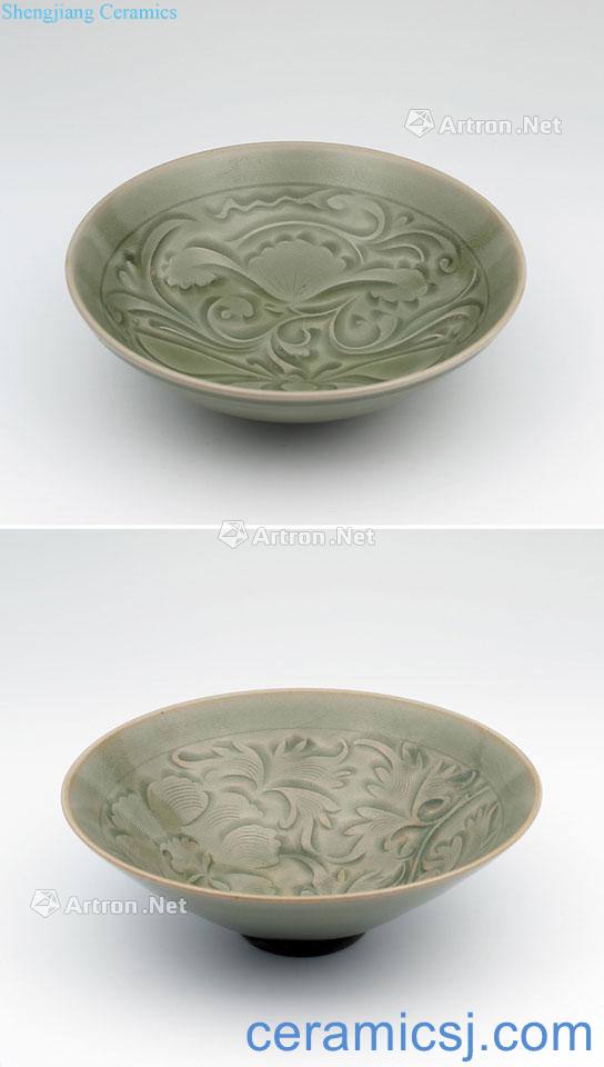 The song dynasty Yao state kiln carved bowl Song yao state kiln green-splashed bowls