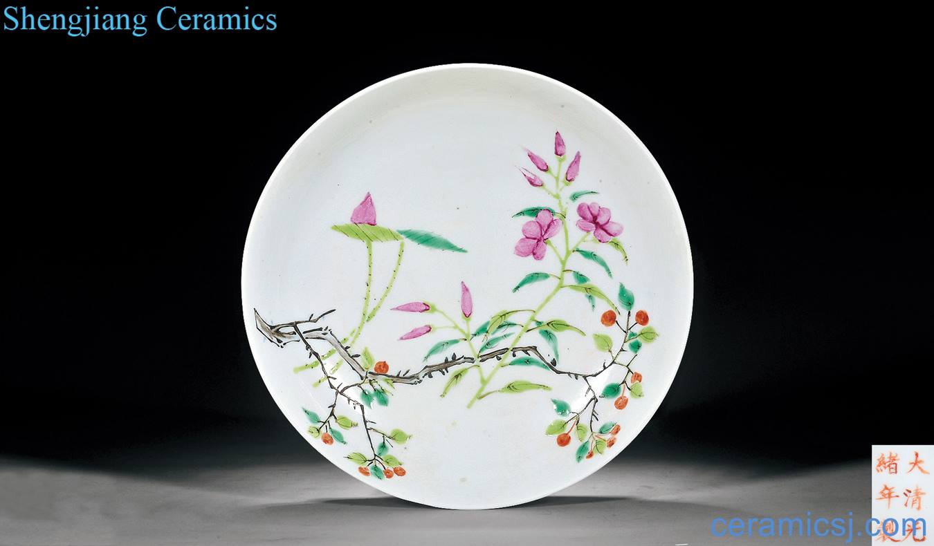 Pastel flowers reign of qing emperor guangxu tray